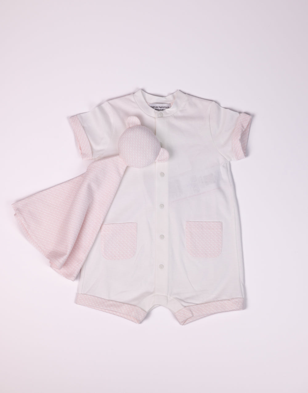 Emporio Armani Monogram Romper with Soft Toy