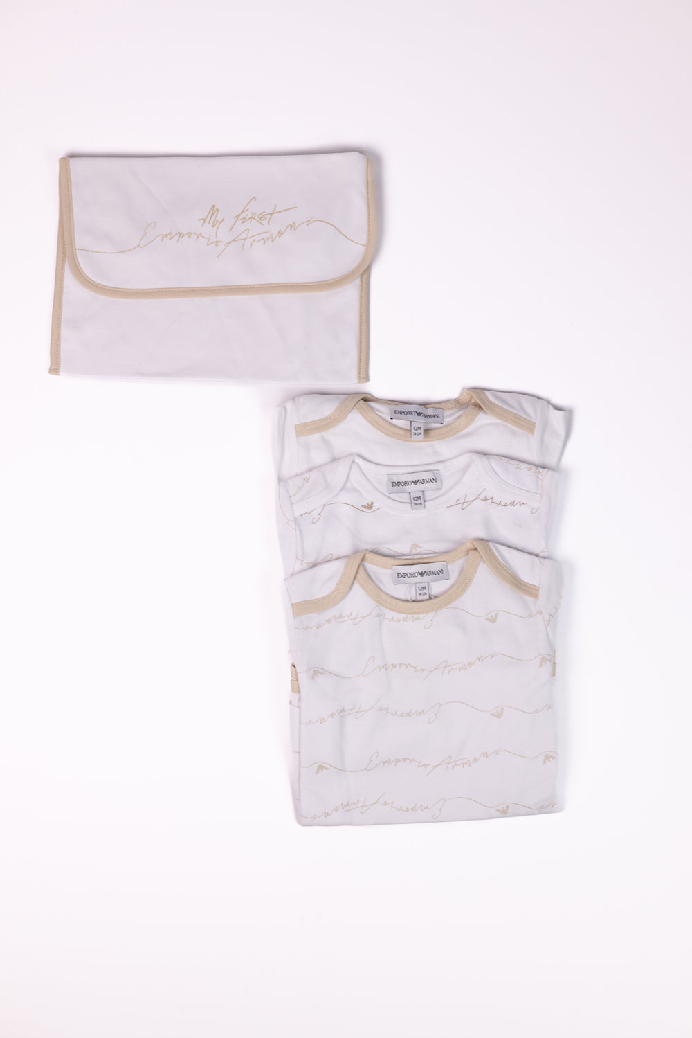 My first Emporio Armani Set of 3 Branded Bodysuits with pouch