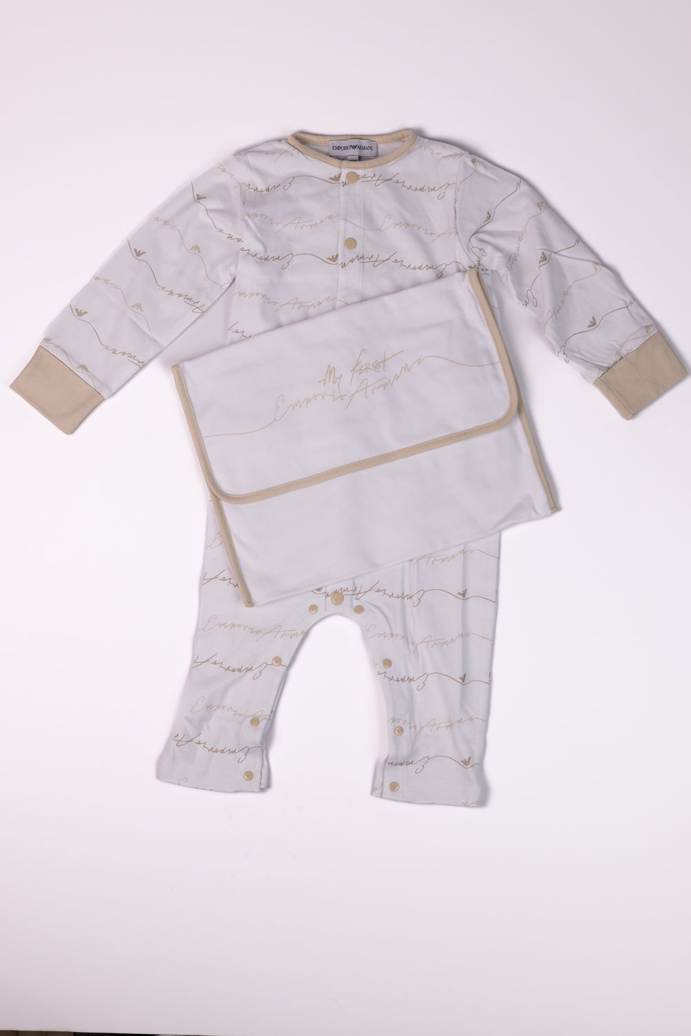 My first Emporio Armani Set of 1 Branded Pajama with bib and a pouch