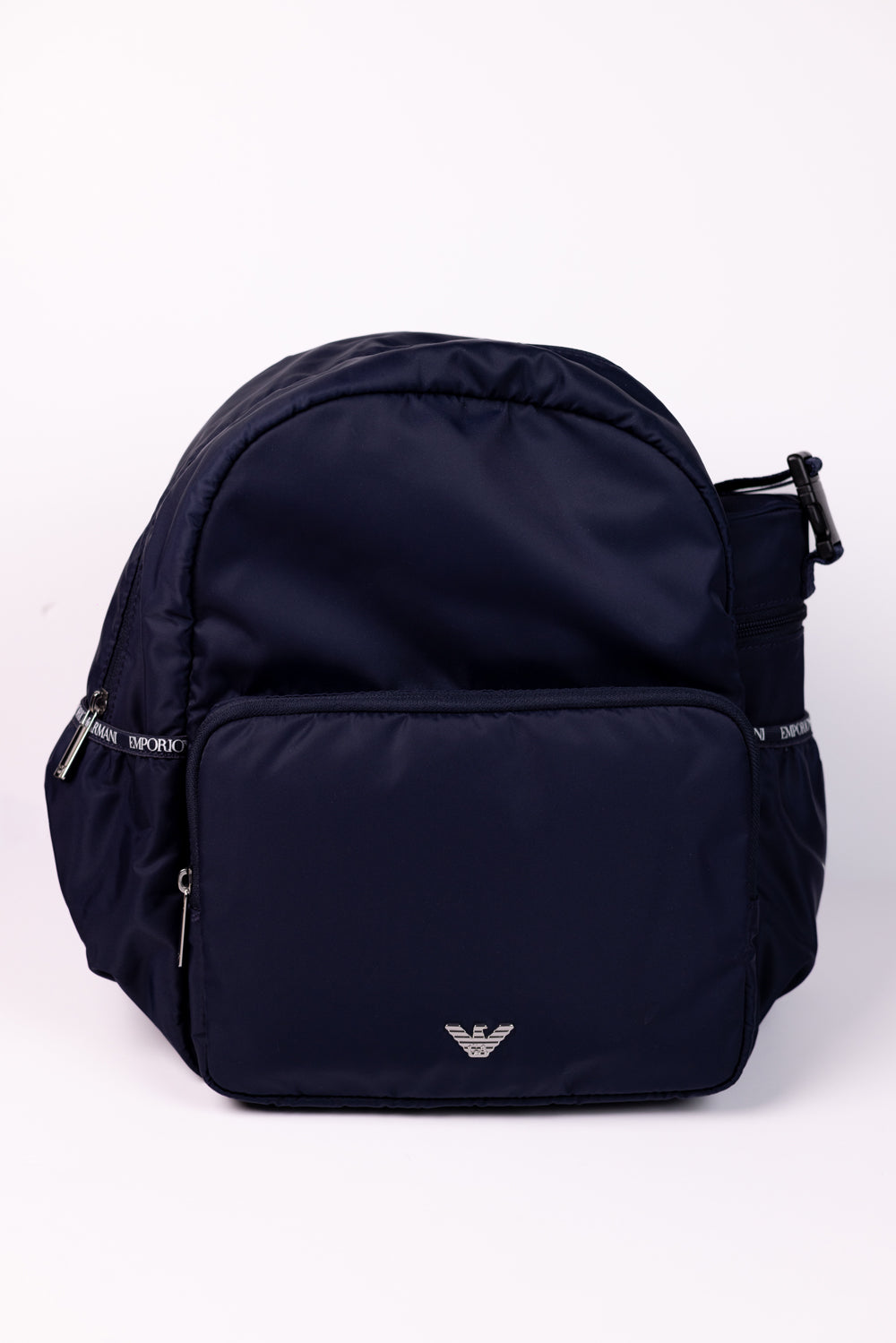 Emporio Armani Mommy’s Backpack containing a changing mat and bottle holder with zip