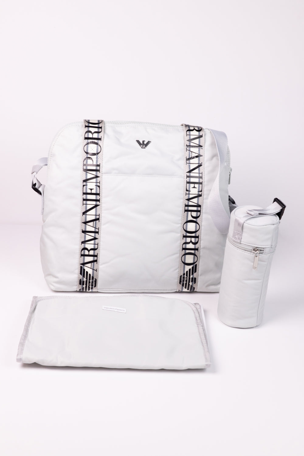 Emporio Armani Mommy’s Bag containing a changing mat and bottle holder with zip