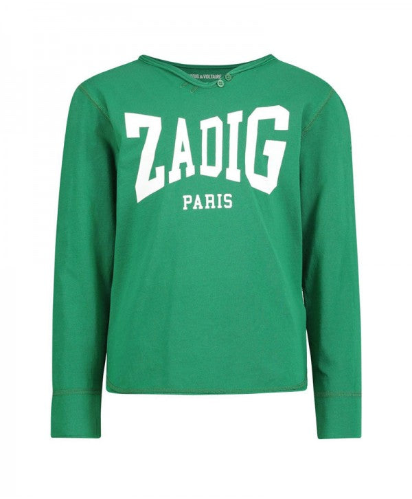 Printed-Logo Col Tunisien Long Sleeves T shirt